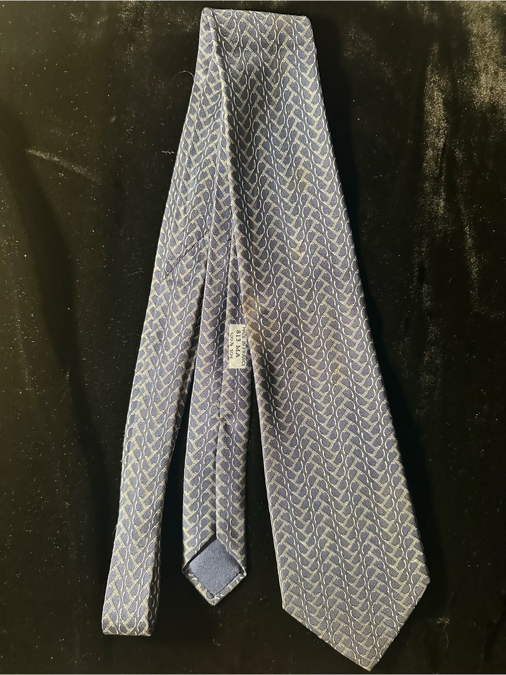 Hermes Blue Geometric Silk Tie